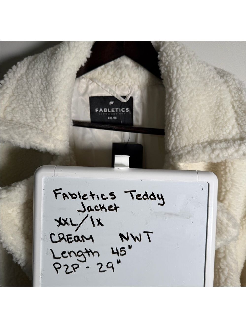 Fabletics Women's Ivory Plush Teddy Coat NWT - Picture 8 of 9